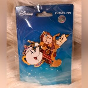 Disney PALM Beauty And The Beast Sidekicks Pin 3” Pink A La Mode Jumbo Pin NEW